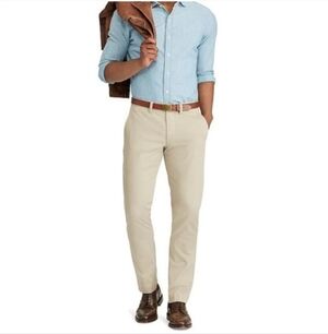 Polo Ralph Lauren Beige Stretch Straight Fit Chino Pants Size 35×30